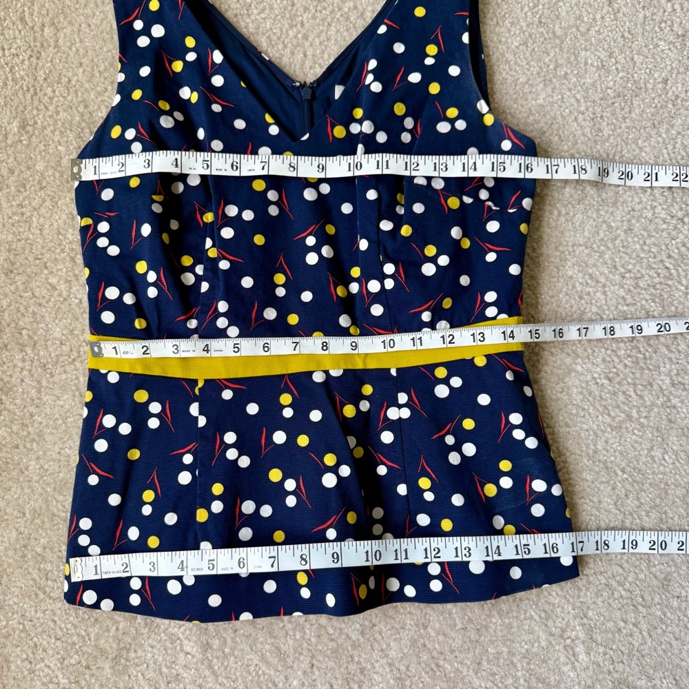 Boden Navy Sinead V-Neck Sleeveless Polka Dot Peplum Top—SZ. 8 - Picture 10 of 15